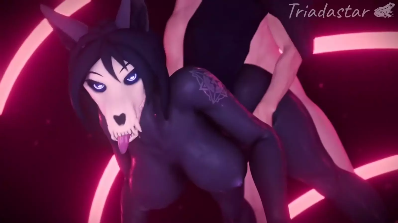 Hentai character with fringe dark in a sensuous and setting familiar