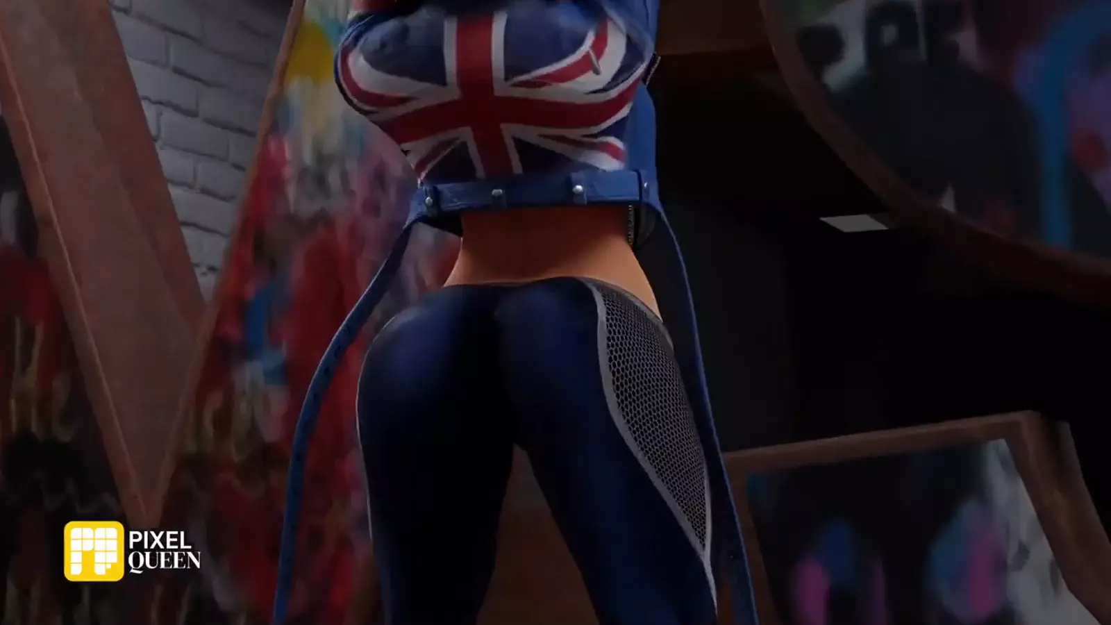 Funny artaffe character in leggings with cum visible