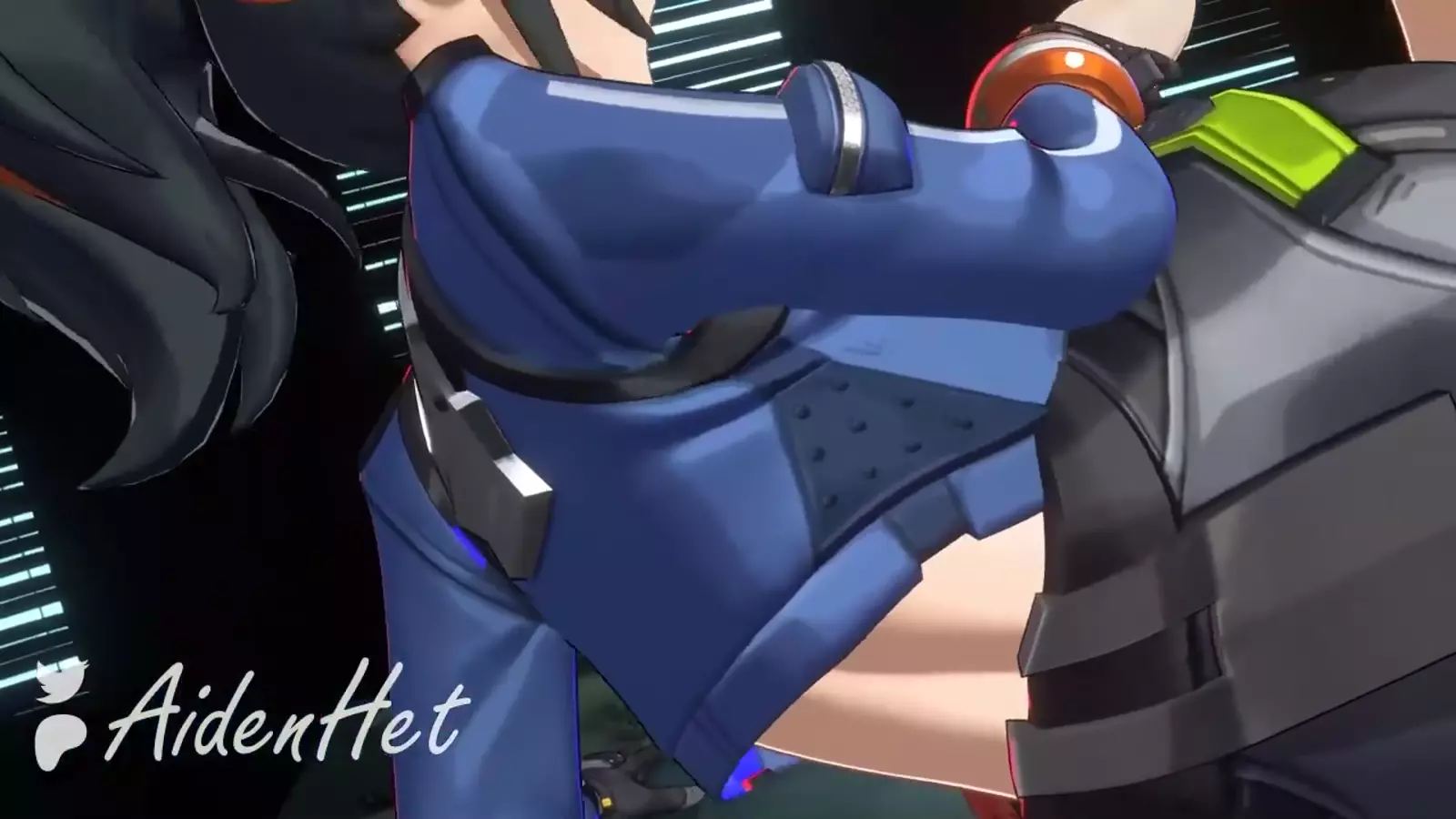 A character with a noticeable thigh posing riftslo seductively