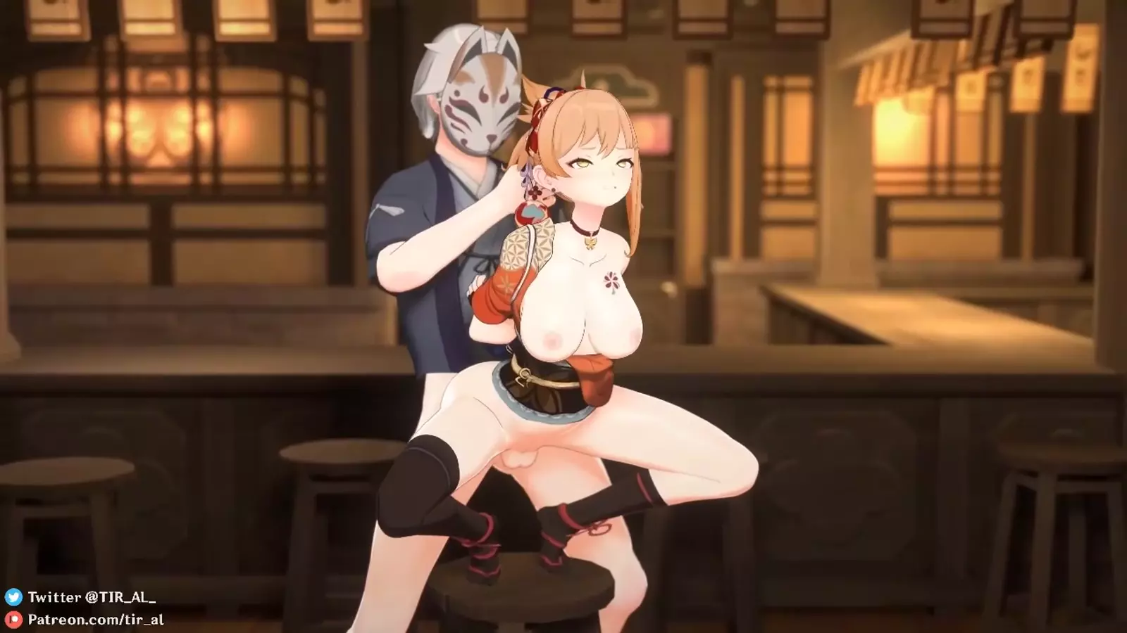 with Character appealing an round bottom in a hentai animation