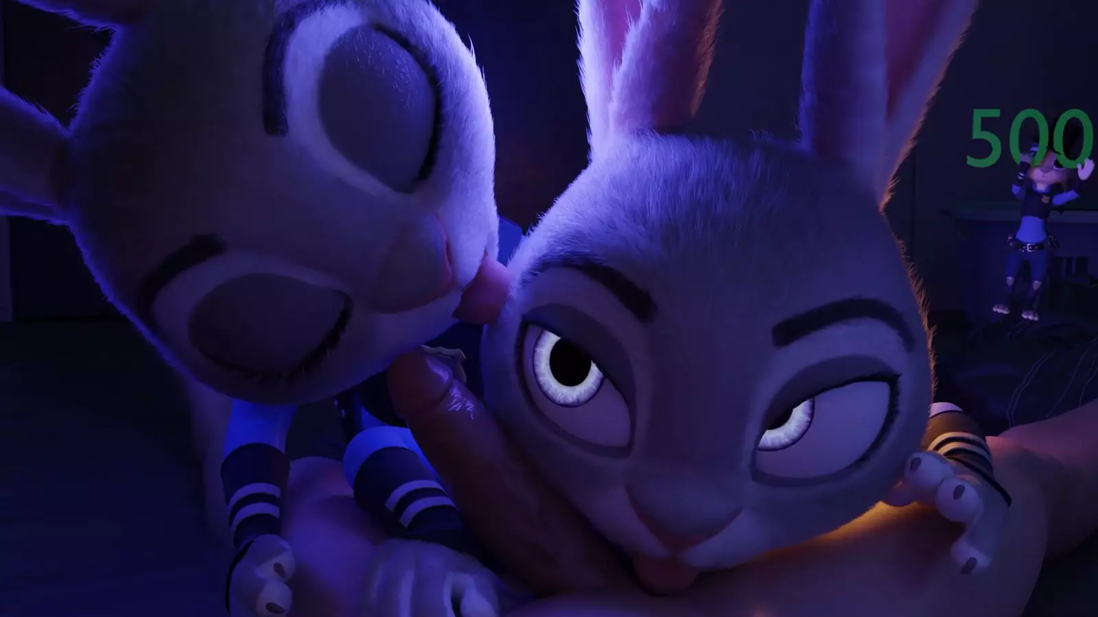 Two characters with buck or doeb ears a cum and suggestive pose