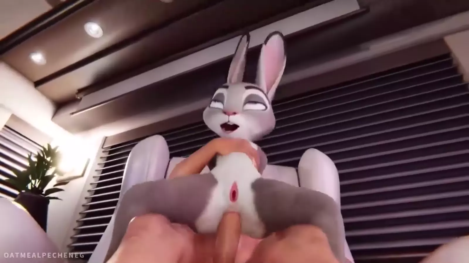 rabbit eared Two characters in cum a suggestive pose