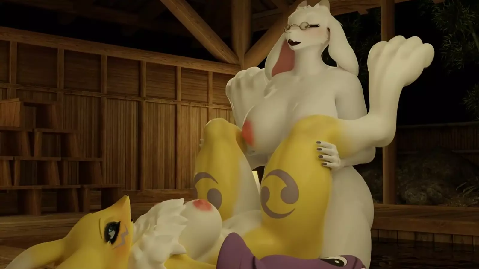 A team of furries various in poses during sexual activity