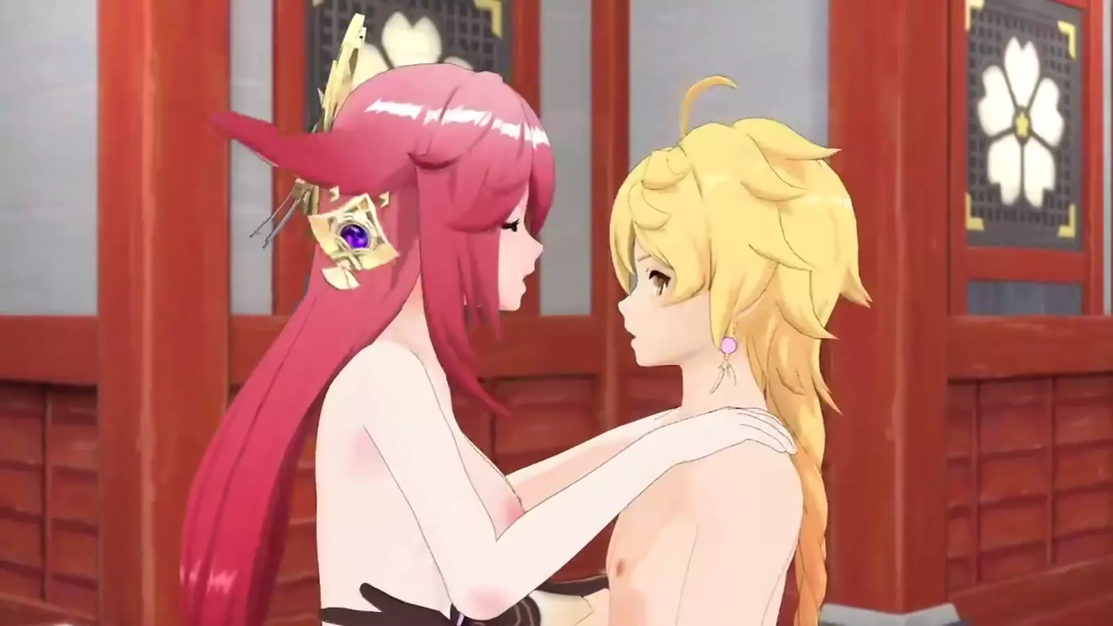 Elf submissively groped by powerful demon