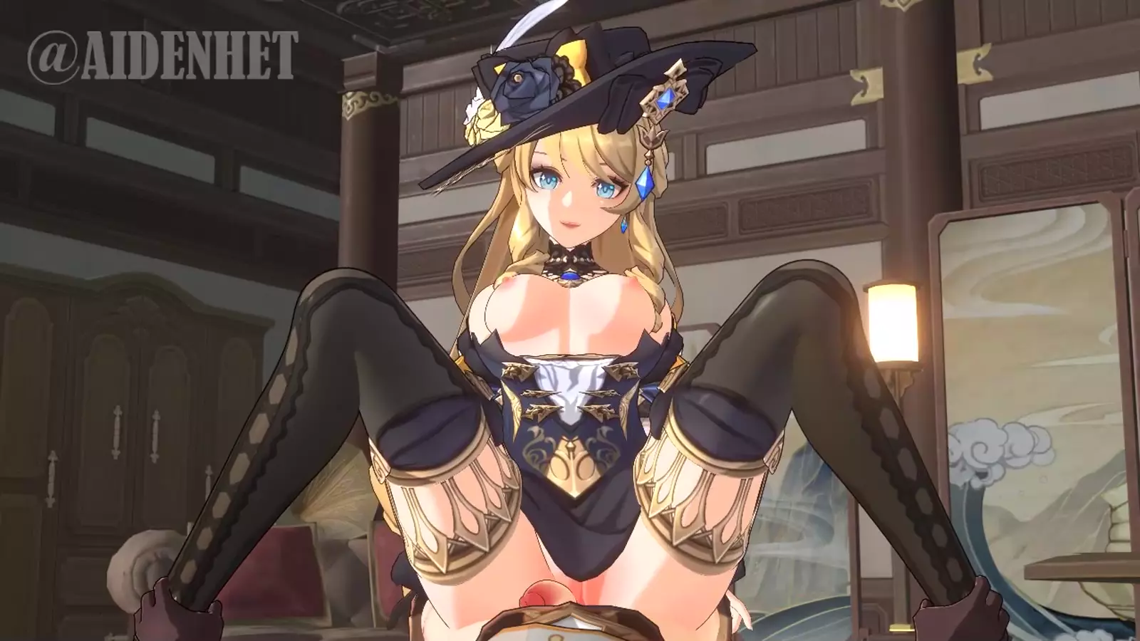 Twin tailed Catgirl in Double Thrusting step